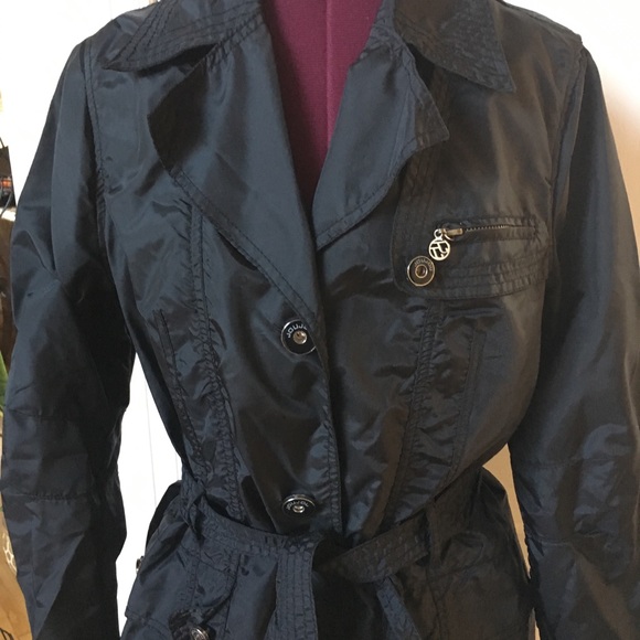 Vintage 1980’s Black Wind Breaker Trench Coat⭐️ - Picture 2 of 9